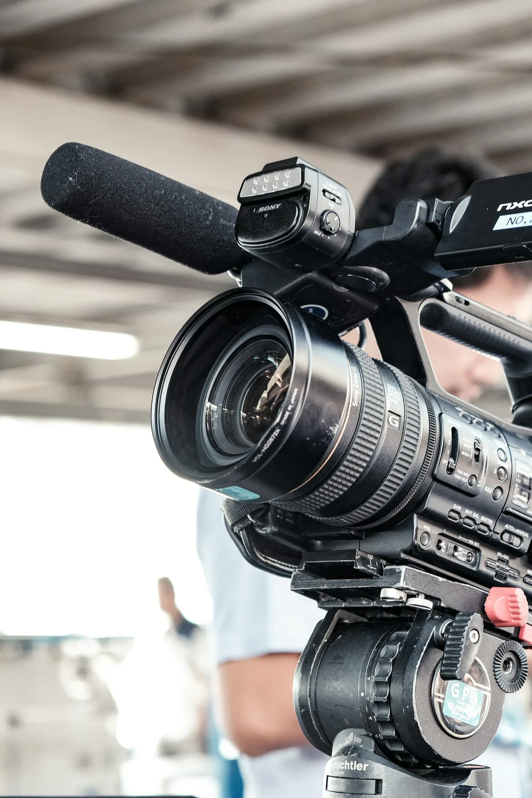 Close view of a professional camera and lens